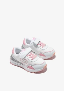 Sapatos De Menina-Conguitos Tênis Coracao Branco Com Luzes