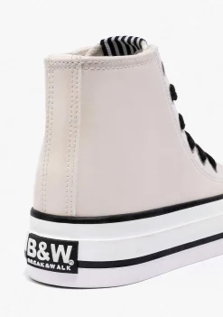 Tênis Casuais-Conguitos Tênis De Cano Alto Com Plataforma Envernizada B&W Off White