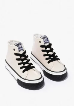 Tênis Casuais-Conguitos Tênis De Cano Alto Com Plataforma Envernizada B&W Off White