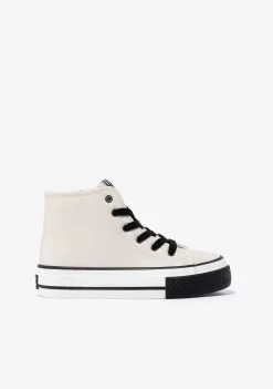 Tênis Casuais-Conguitos Tênis De Cano Alto Com Plataforma Envernizada B&W Off White