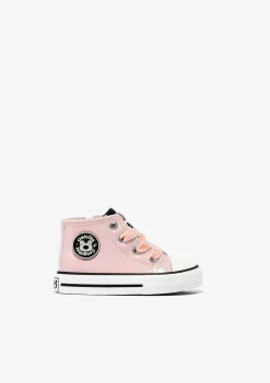 Tênis-Conguitos Tênis De Cano Alto De Couro Envernizado Rosa Para Bebé