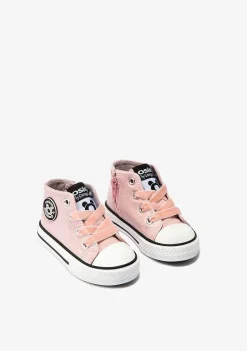 Tênis-Conguitos Tênis De Cano Alto De Couro Envernizado Rosa Para Bebé