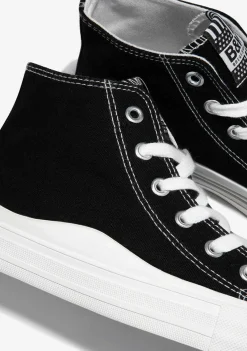 Tênis Casuais-Conguitos Tênis De Cano Alto Em Lona Preta Preto E Branco