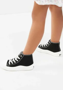 Tênis Casuais-Conguitos Tênis De Cano Alto Em Lona Preta Preto E Branco
