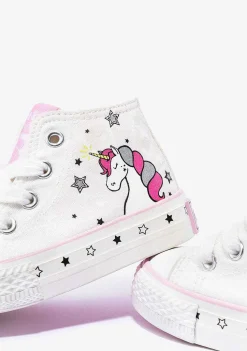 Tênis Casuais-Conguitos Tênis De Cano Alto Solar Unicornio Branco Para Bebé Em Lona