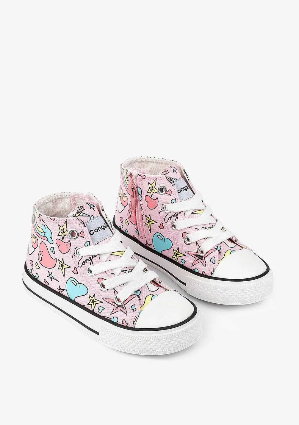 Tênis Casuais-Conguitos Tênis De Cano Alto Unicornio Rosa Feminino