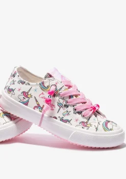 Sapatos De Menina-Conguitos Tênis De Lona Unicornio Branco