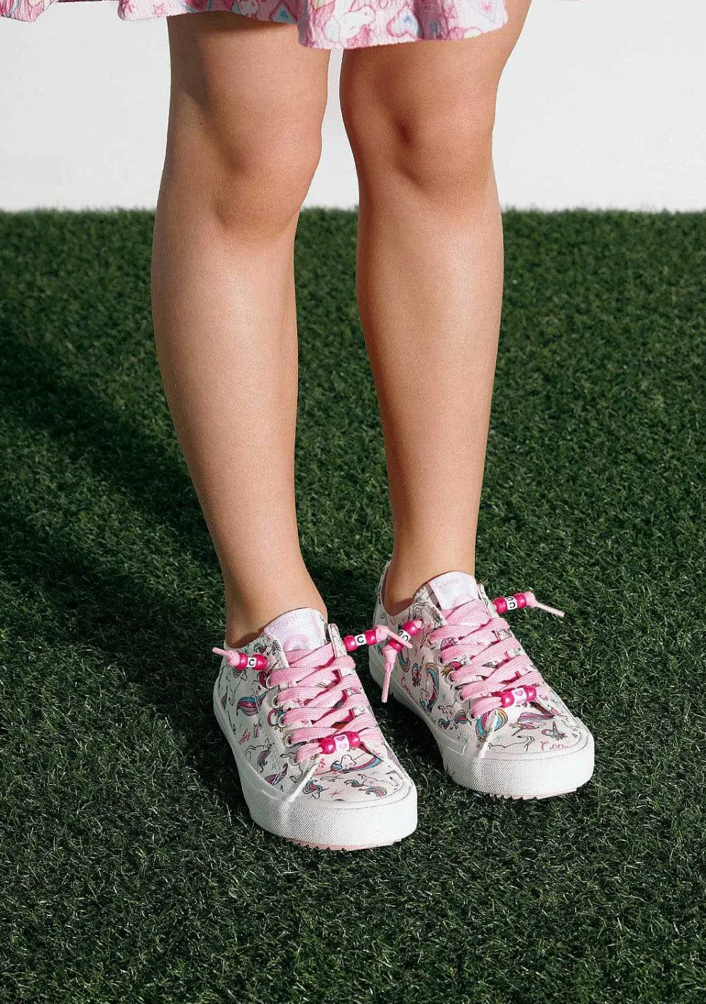 Sapatos De Menina-Conguitos Tênis De Lona Unicornio Branco