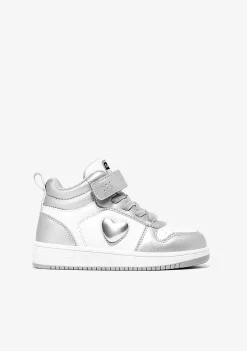 Tênis Com Luzes-Conguitos Tênis Feminino Branco Prateado Com Luzes Hi-Top Napa