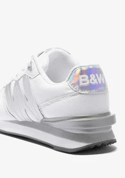 Tênis Casuais-Conguitos Tênis Feminino Branco Prateado Com Logotipo Preto E Branco