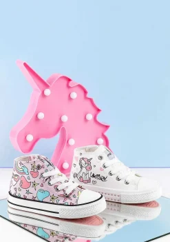 Tênis Casuais-Conguitos Tênis Feminino Cano Alto Com Estampa De Unicornio
