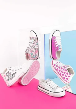 Tênis Casuais-Conguitos Tênis Feminino Cano Alto Com Estampa De Unicornio