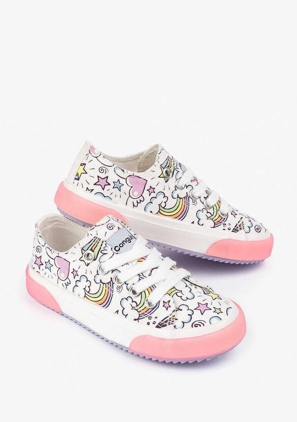 Tênis Casuais-Conguitos Tênis Feminino Com Estampa Arco-Iris