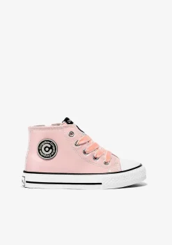 Tênis Casuais-Conguitos Tênis Feminino De Cano Alto Rosa Envernizado