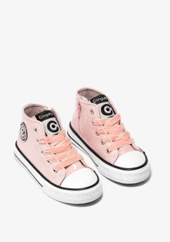 Tênis Casuais-Conguitos Tênis Feminino De Cano Alto Rosa Couro Envernizado