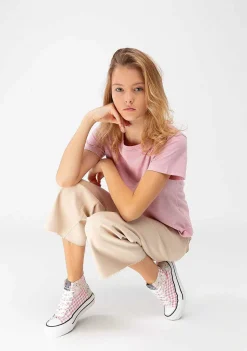Tênis Casuais-Conguitos Tênis Feminino Flores Vichy Hi-Top Lona Preto E Branco