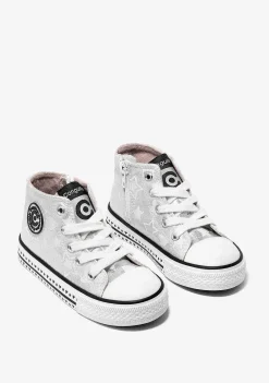 Tênis Casuais-Conguitos Tênis Feminino Prateado Que Brilha No Escuro De Cano Alto