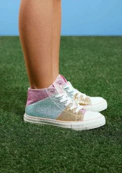 Sapatos De Menina-Conguitos Tênis Hi Top Glitter Patchwork
