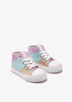 Sapatos De Menina-Conguitos Tênis Hi Top Glitter Patchwork