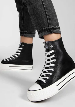 Tênis Casuais-Conguitos Tênis Hi-Top Com Plataforma Preta Nappa