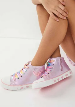 Tênis Casuais-Conguitos Tênis Hi-Top Coracao Rosa Iridescente