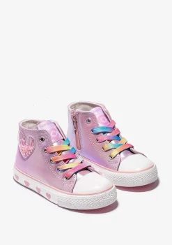Tênis Casuais-Conguitos Tênis Hi-Top Coracao Rosa Iridescente