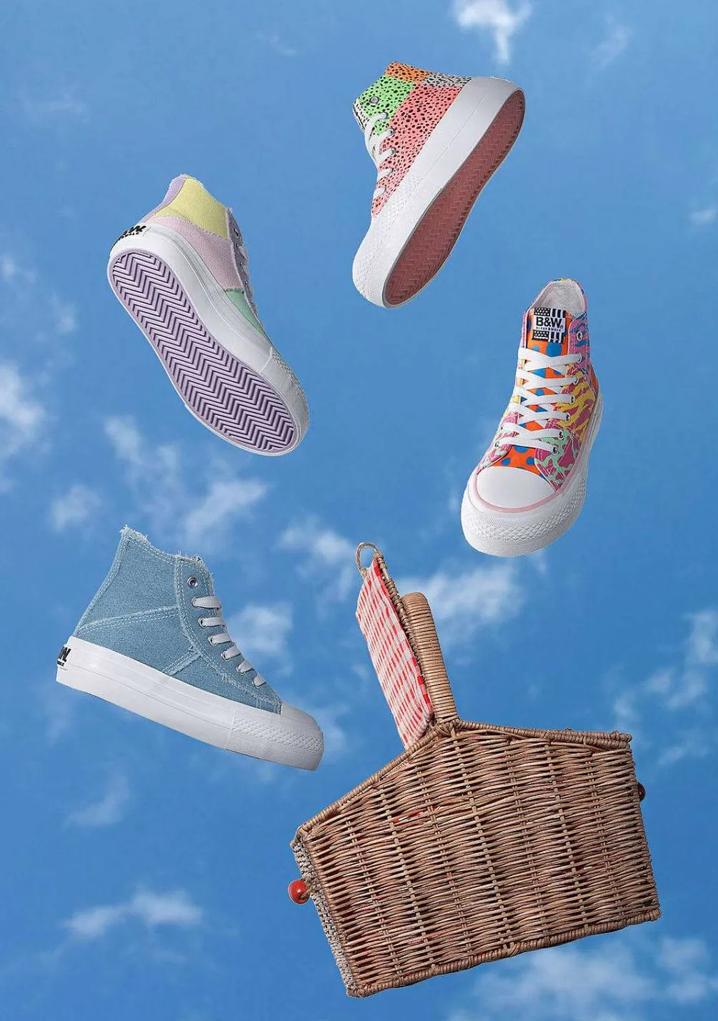 Sapatos De Menina-Conguitos Tênis Hi-Top Multicolor Patchwork P&B