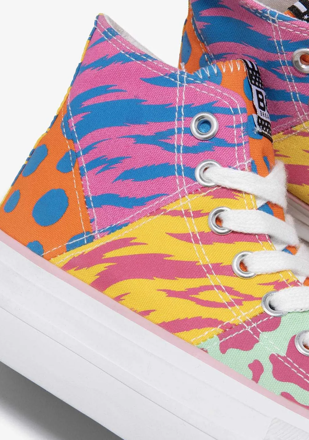 Sapatos De Menina-Conguitos Tênis Hi-Top Multicolor Patchwork P&B
