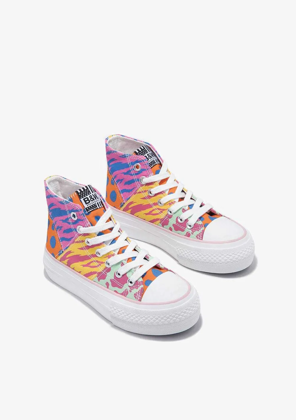Sapatos De Menina-Conguitos Tênis Hi-Top Multicolor Patchwork P&B