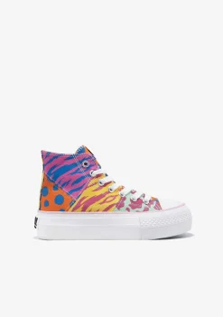 Sapatos De Menina-Conguitos Tênis Hi-Top Multicolor Patchwork P&B