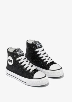 Tênis Casuais-Conguitos Tênis Hi-Top Preto Brilhante Feminino Preto E Branco