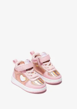 Tênis Com Luzes-Conguitos Tênis Hi-Top Rosa Com Luzes Coracao Para Bebé