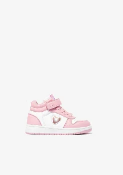 Tênis Com Luzes-Conguitos Tênis Hi-Top Rosa/Branco Com Luzes Bebé