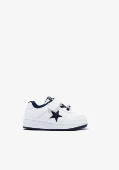 Tênis Com Luzes-Conguitos Tênis Infantil Branco Marinho Com Luzes Star