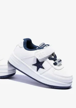 Tênis Com Luzes-Conguitos Tênis Infantil Branco Marinho Com Luzes Star