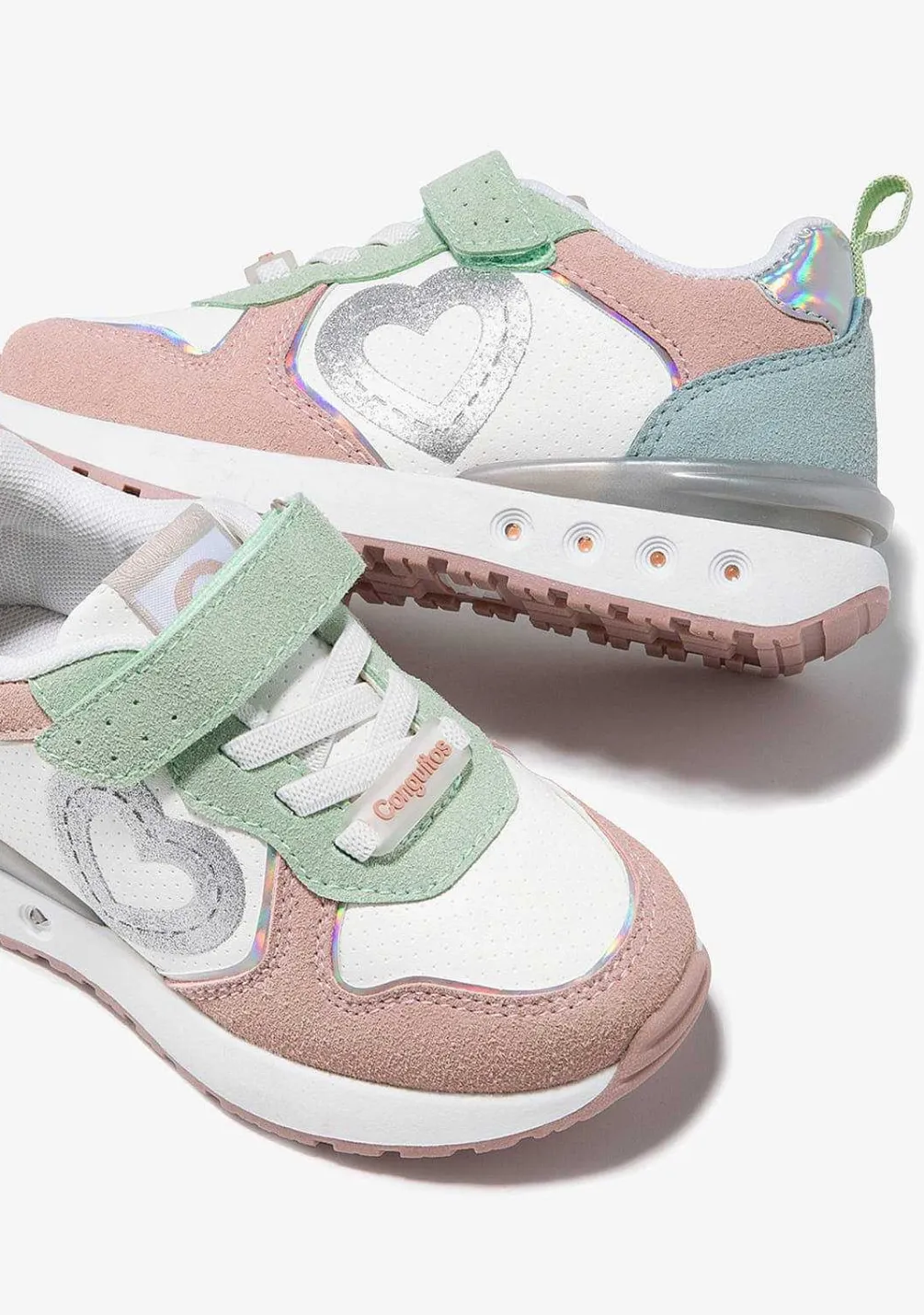 Tênis Com Luzes-Conguitos Tênis Multicolor Coracao Com Luzes