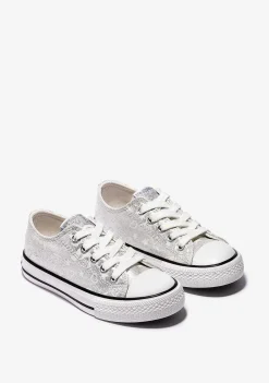 Sapatos De Menina-Conguitos Tênis Prateados Que Brilham No Escuro