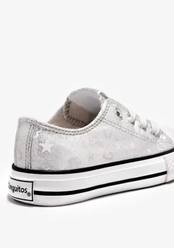 Sapatos De Menina-Conguitos Tênis Prateados Que Brilham No Escuro