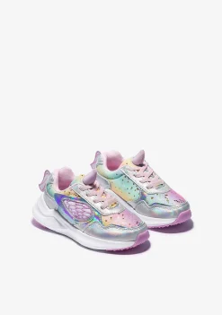 Sapatos De Menina-Conguitos Tênis Unicornio Glitter Com Luz Metalizada