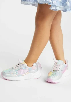 Sapatos De Menina-Conguitos Tênis Unicornio Glitter Com Luz Metalizada