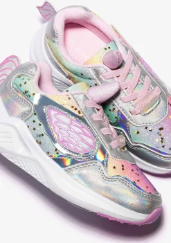 Sapatos De Menina-Conguitos Tênis Unicornio Glitter Com Luz Metalizada