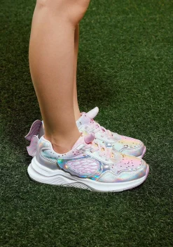 Sapatos De Menina-Conguitos Tênis Unicornio Glitter Com Luz Metalizada