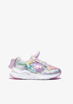Sapatos De Menina-Conguitos Tênis Unicornio Glitter Com Luz Metalizada