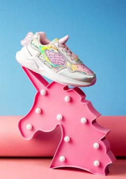 Sapatos De Menina-Conguitos Tênis Unicornio Glitter Com Luz Metalizada