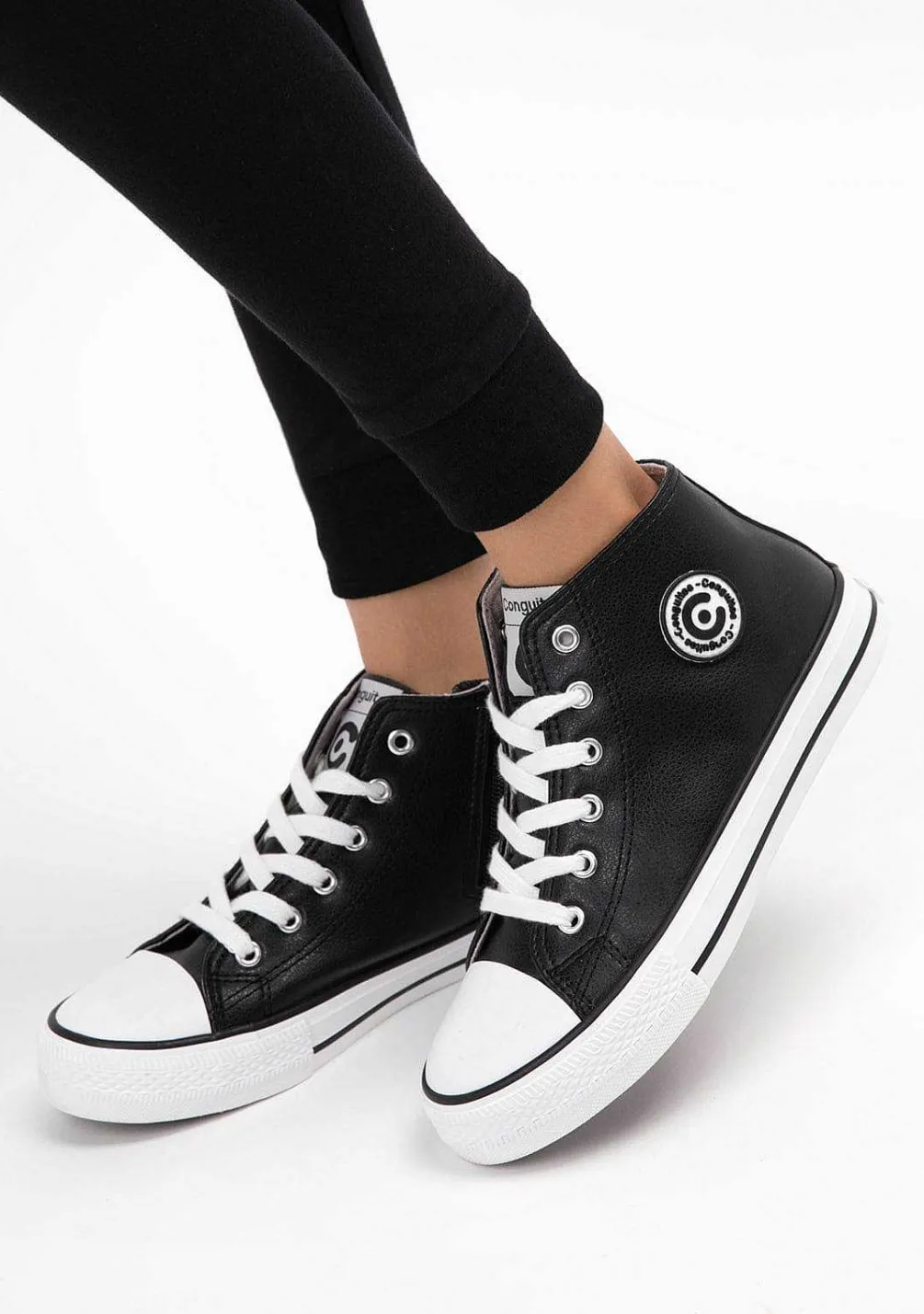Tênis Casuais-Conguitos Tênis Unissex Com Logotipo Preto Hi-Top Napa