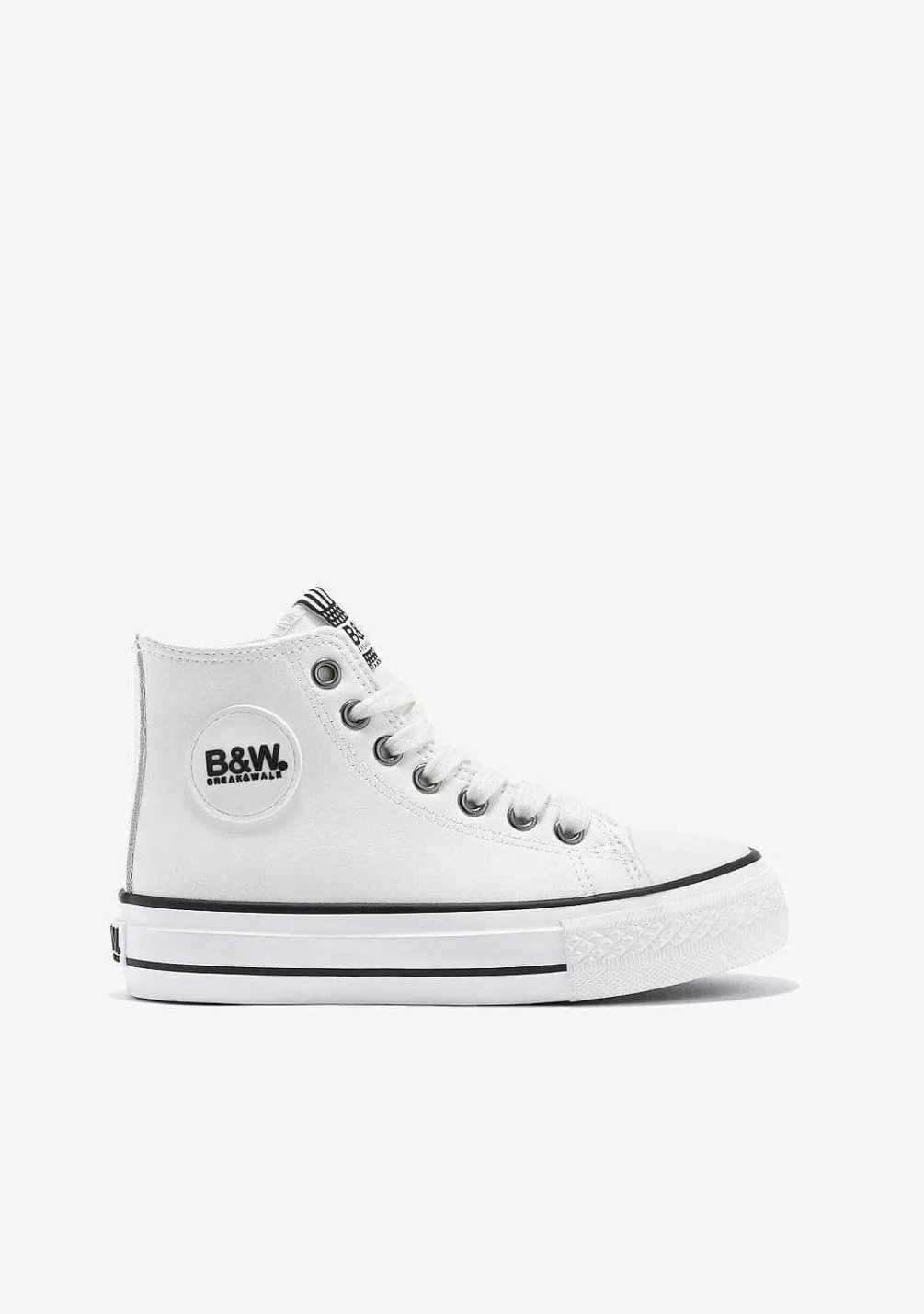 Tênis Casuais-Conguitos Tênis Unissex Com Logotipo Branco Hi-Top Napa B&W