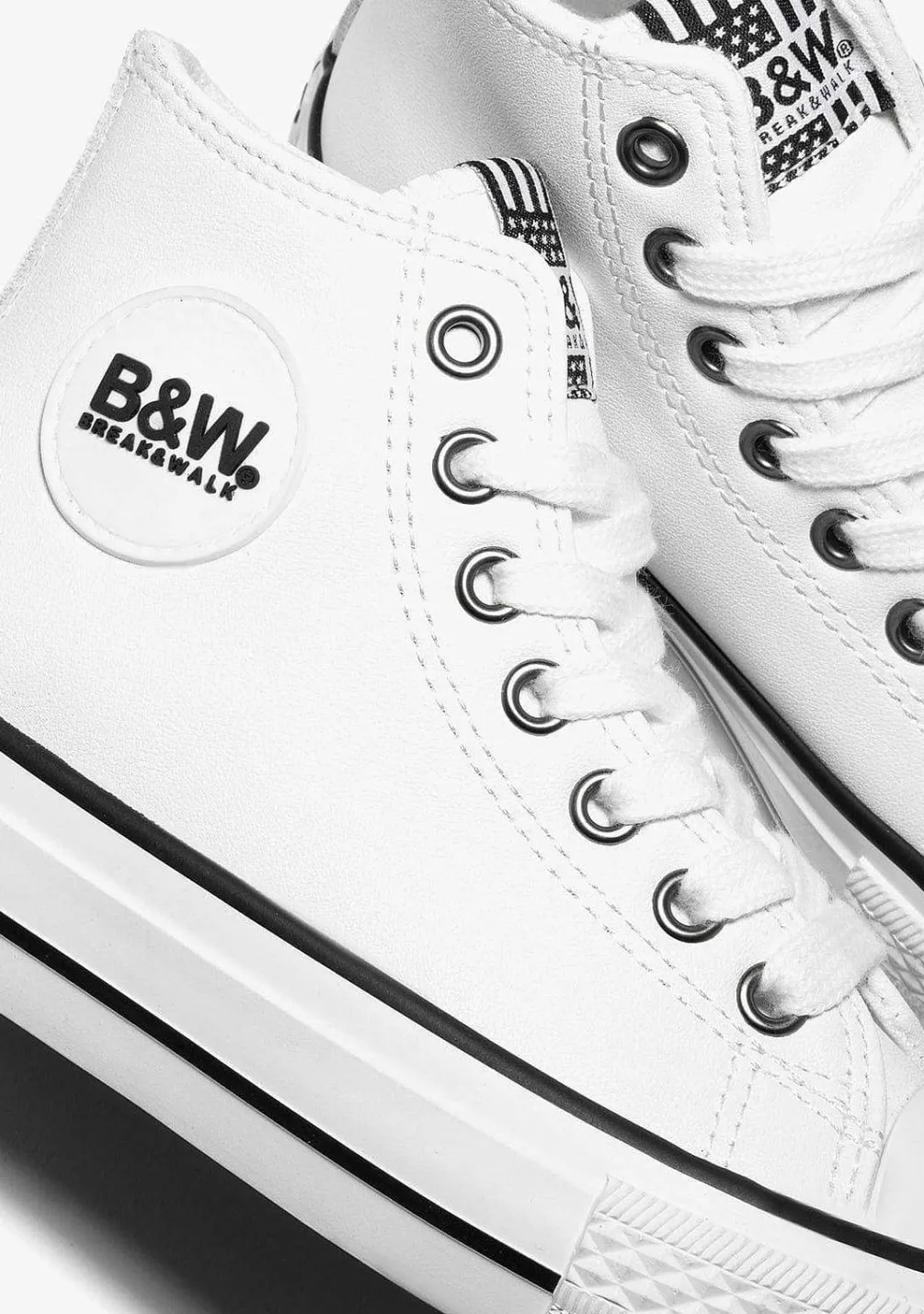 Tênis Casuais-Conguitos Tênis Unissex Com Logotipo Branco Hi-Top Napa B&W