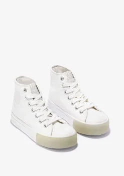 Tênis Casuais-Conguitos Tênis Unissex Com Logotipo Branco Hi-Top Em Lona Preto E Branco