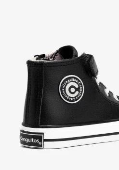 Tênis Casuais-Conguitos Tênis Unissex Preto Aderente Com Tira Hi-Top Napa