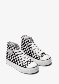 Tênis Casuais-Conguitos Tênis Unissex Preto Branco Hi-Top Lona Preto E Branco